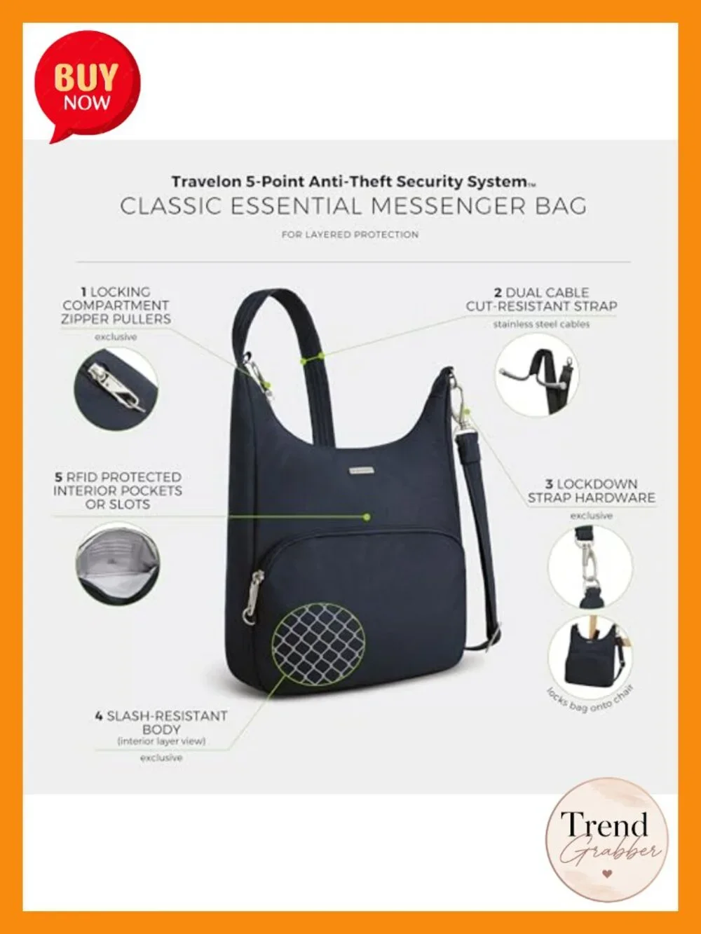 Anti-Theft Classic Essential Messenger Bag with RFID Blocking